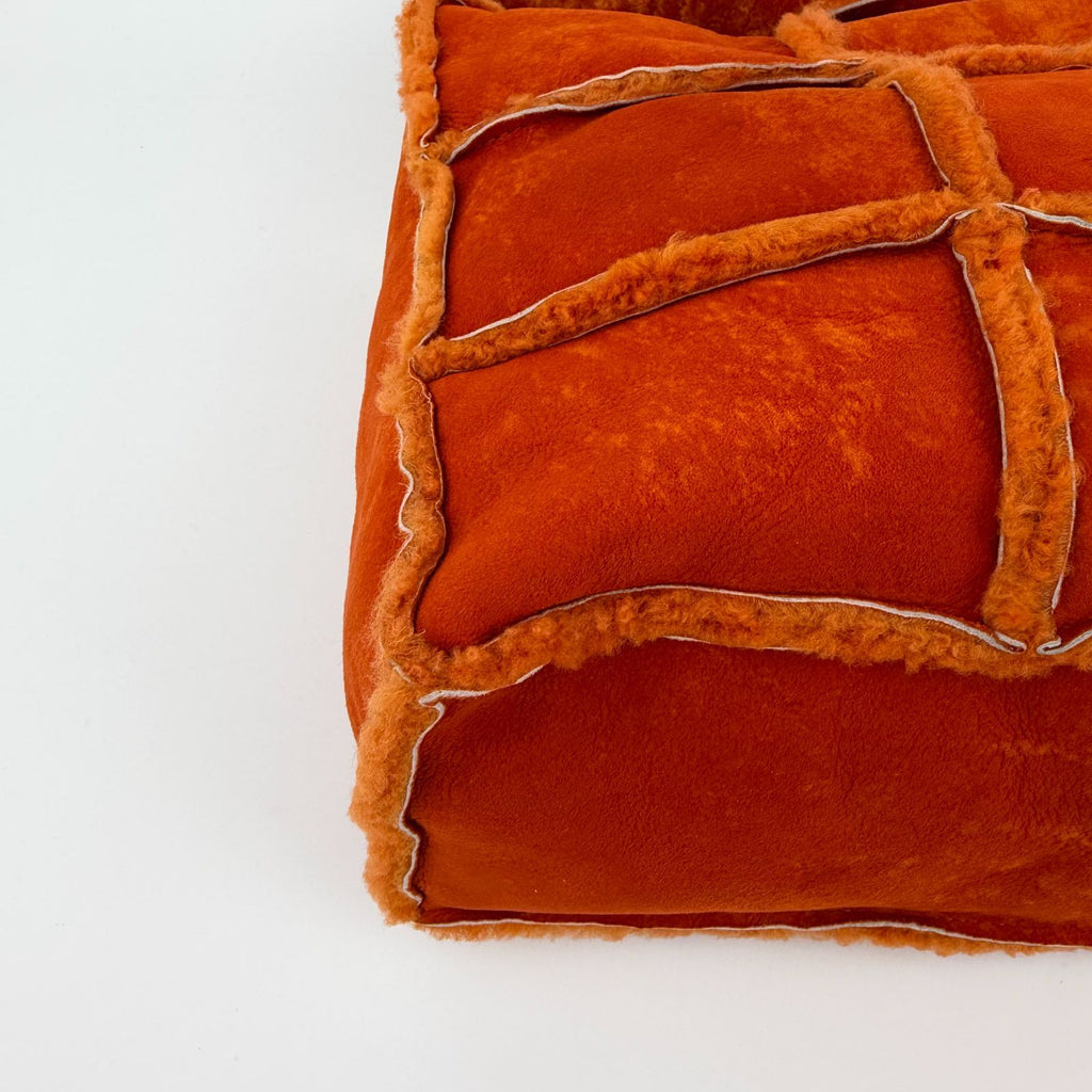 Chanel CC Logo Choco Bar Shoulder Bag Orange Shearling Suede Vintage — view 7