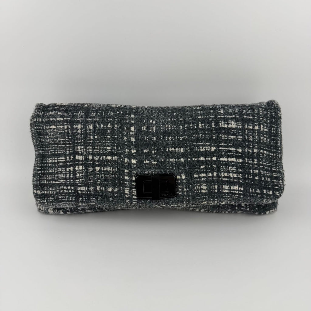 Prada Clutch Tweed Gray Vintage — view 2