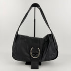 Prada Shoulder Bag Hobo Black Leather Vintage