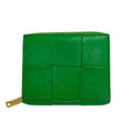 Bottega Veneta Bifold Wallet Cassette Zip Around Green Leather