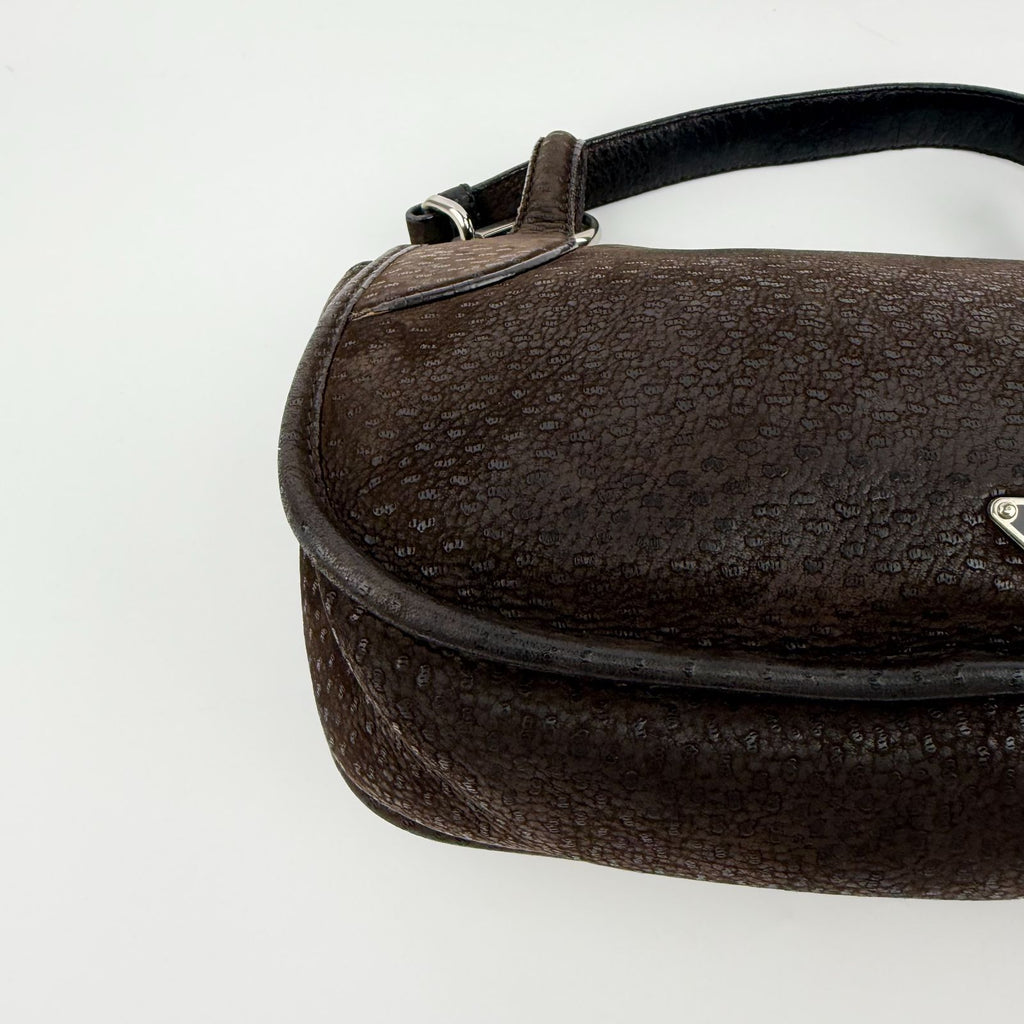 Prada Shoulder Bag Hobo Brown Leather Vintage — view 8