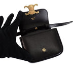 Celine Mini Claude Shoulder Bag Calf Leather Black Gold — view 9