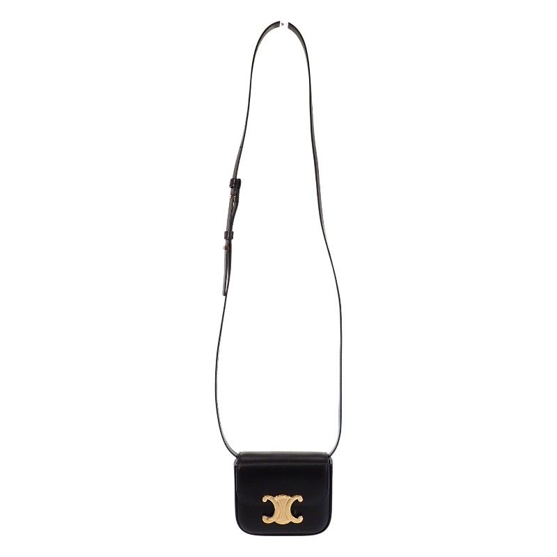 Celine Mini Claude Shoulder Bag Calf Leather Black Gold — view 7