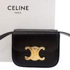 Celine Mini Claude Shoulder Bag Calf Leather Black Gold