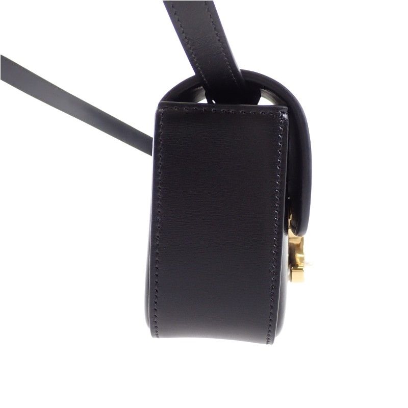 Celine Mini Claude Shoulder Bag Calf Leather Black Gold — view 5