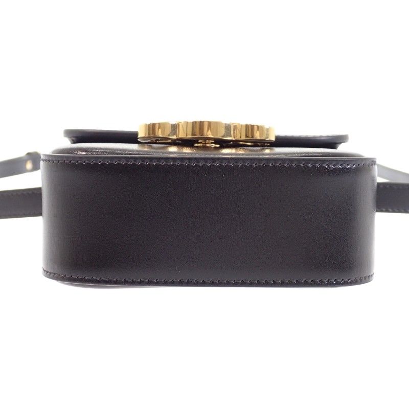 Celine Mini Claude Shoulder Bag Calf Leather Black Gold — view 6
