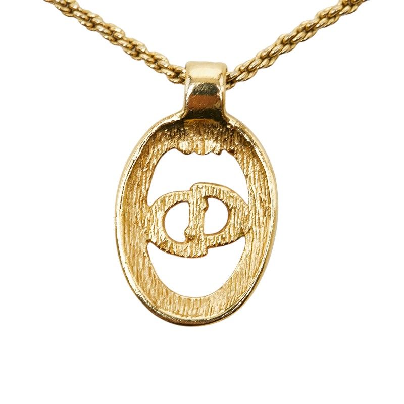 Dior Logo Necklace Gold Plated Rhinestone — view 3