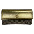 Gucci Wallet GG Marmont Gold Beige Dark Brown Limited Edition Leather