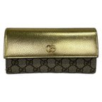 Gucci Wallet GG Marmont Gold Beige Dark Brown Limited Edition Leather