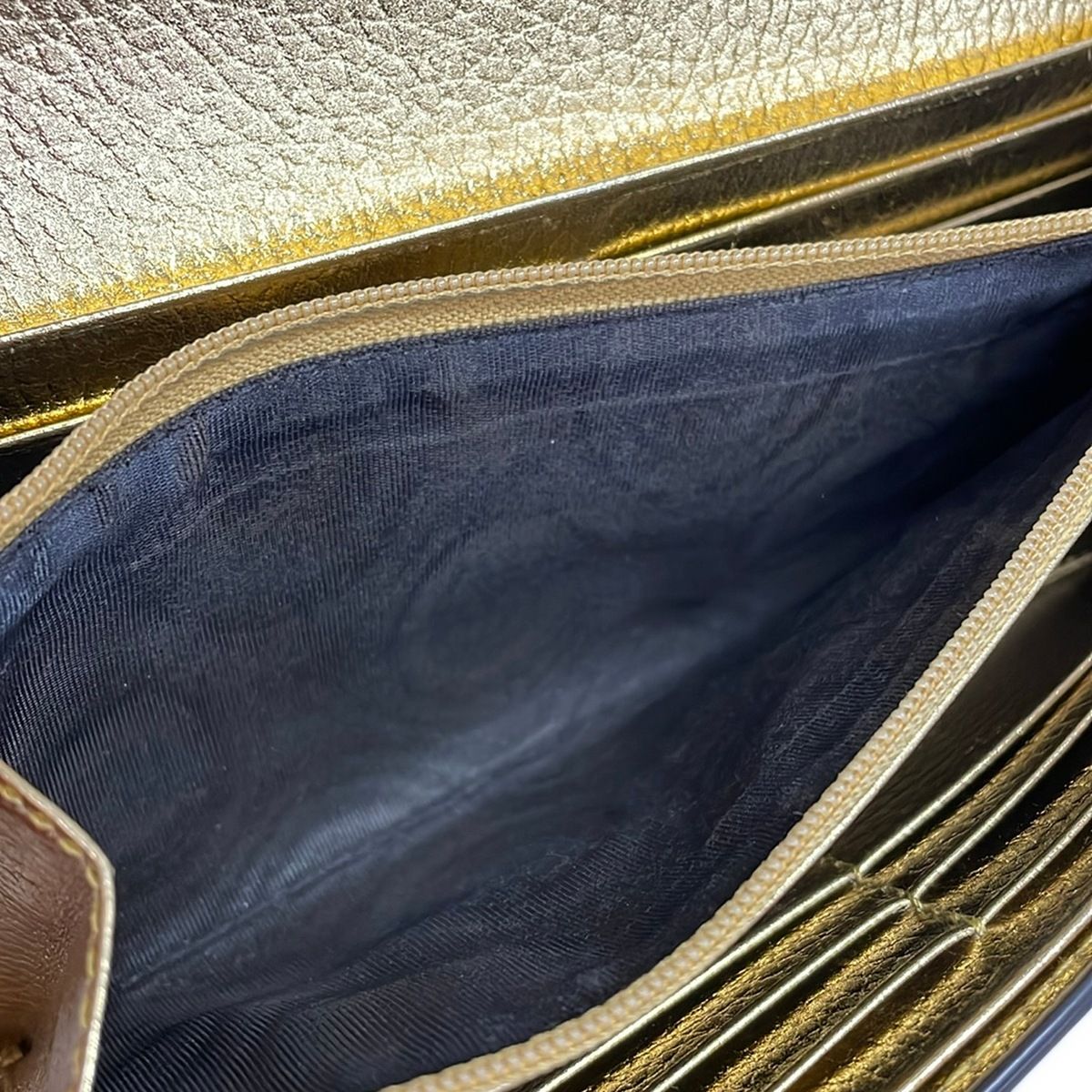 Gucci Wallet GG Marmont Gold Beige Dark Brown Limited Edition Leather — view 5