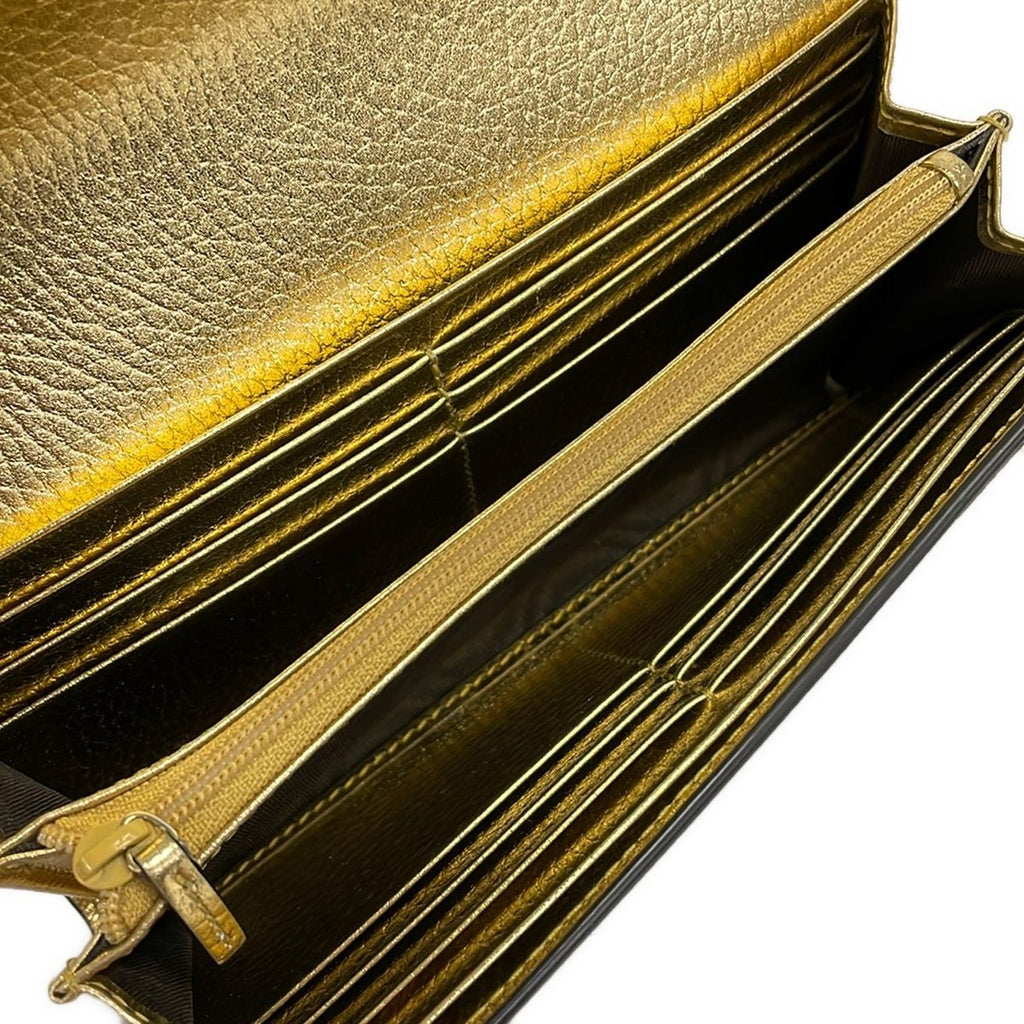 Gucci Wallet GG Marmont Gold Beige Dark Brown Limited Edition Leather — view 4
