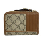 Gucci Card Case GG Emblem Zip Gray Dark Brown L-shaped Zipper Leather with Coin — view 2