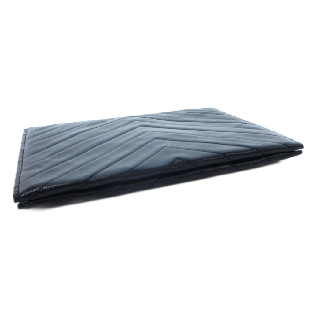 Saint Laurent Clutch Second Party Stitch Leather Navy — view 4