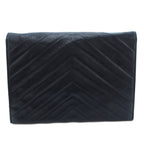 Saint Laurent Clutch Second Party Stitch Leather Navy — view 2