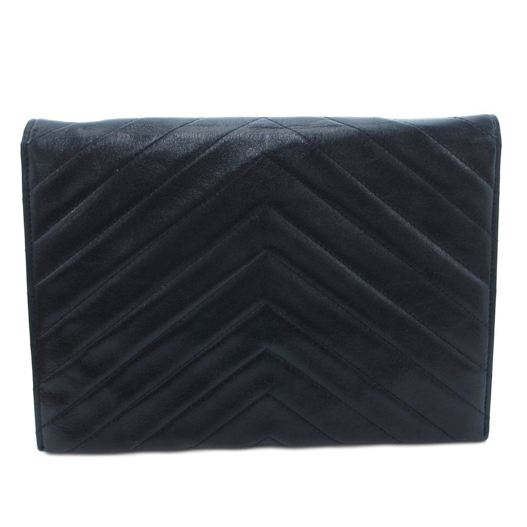 Saint Laurent Clutch Second Party Stitch Leather Navy — view 2