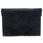Saint Laurent Clutch Second Party Stitch Leather Navy