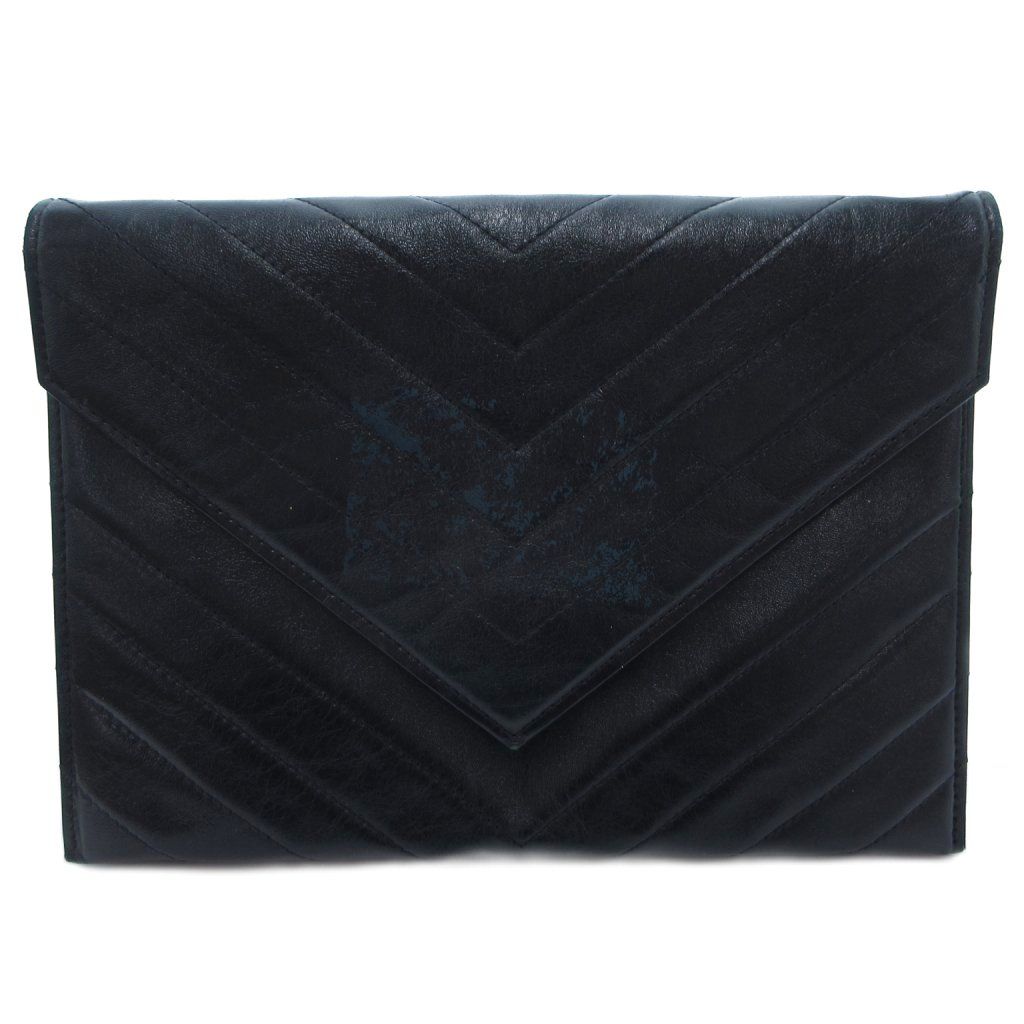 Saint Laurent Clutch Second Party Stitch Leather Navy