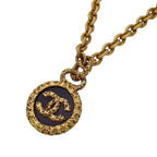 Chanel Necklace Gold Black CC Logo Large