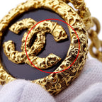 Chanel Necklace Gold Black CC Logo Large — view 8