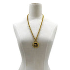 Chanel Necklace Gold Black CC Logo Large — view 6