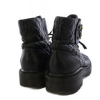 Chanel Short Boots CC Logo Quilted Lace Up Leather 38c Black — view 3