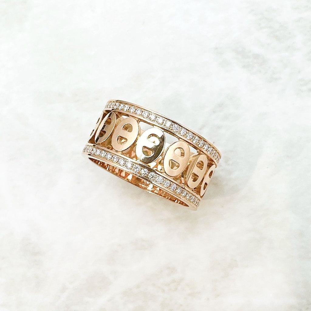 Hermes Chaine D'ancre Divine Diamond Pink Gold Ring