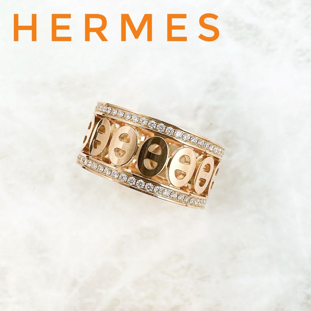 Hermes Chaine D'ancre Divine Diamond Pink Gold Ring