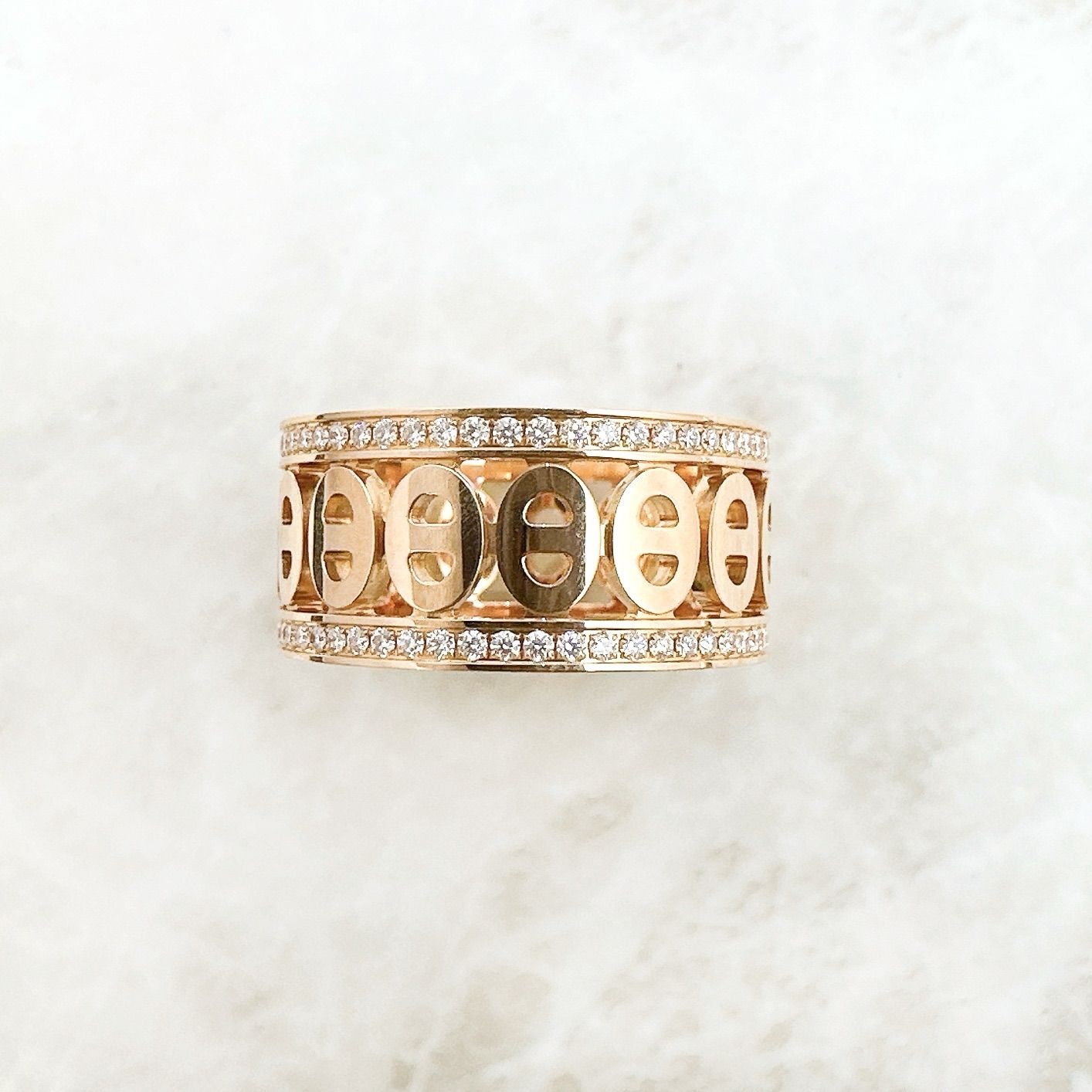 Hermes Chaine D'ancre Divine Diamond Pink Gold Ring