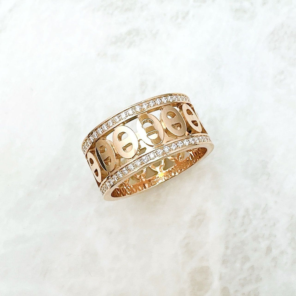 Hermes Chaine D'ancre Divine Diamond Pink Gold Ring