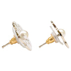 Chanel CC Logo Camellia Motif Imitation Pearl Earring — view 4