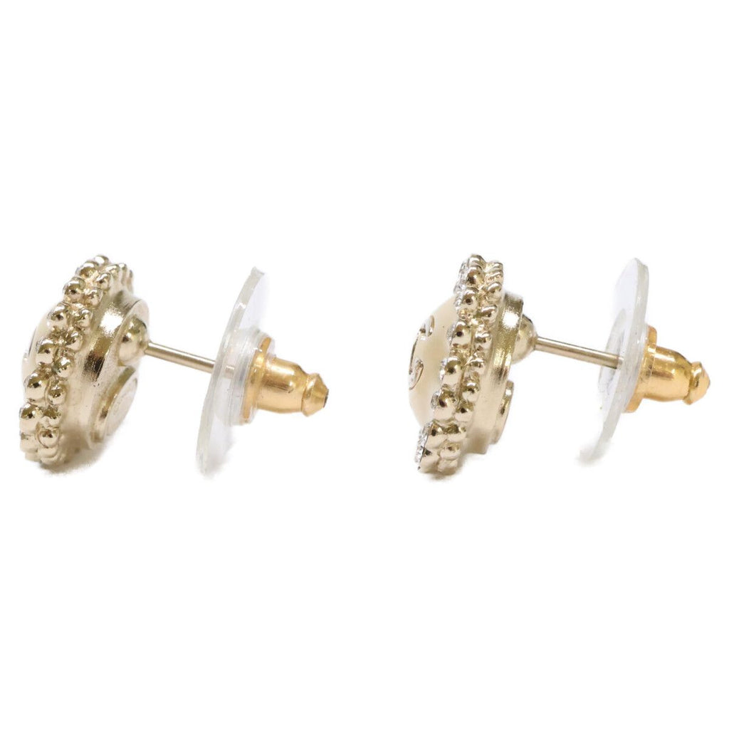 Chanel CC Logo Rhinestone Imitation Pearl Earring — view 2