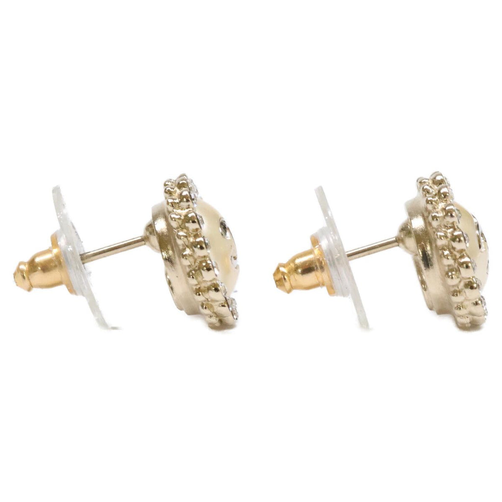 Chanel CC Logo Rhinestone Imitation Pearl Earring — view 4