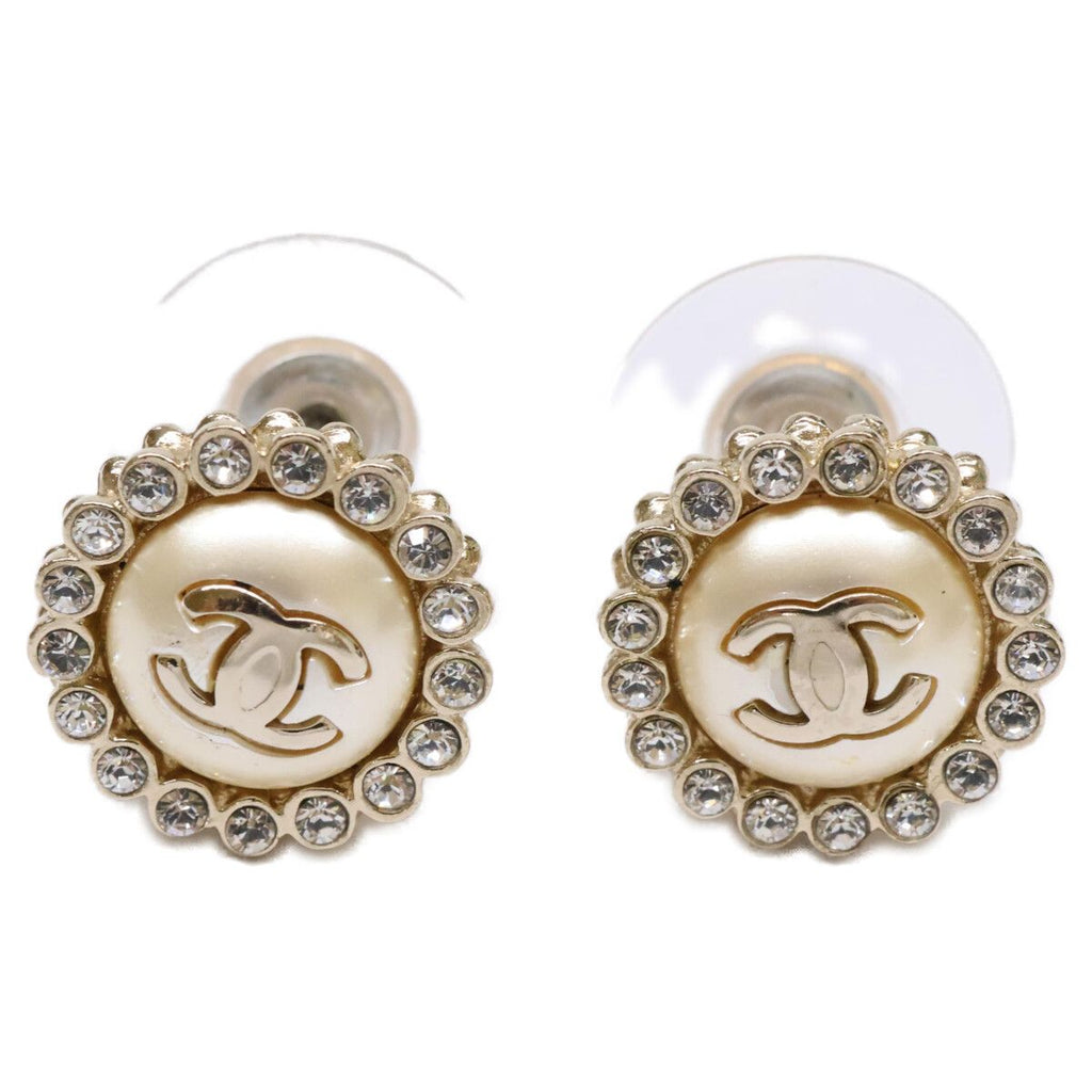 Chanel CC Logo Rhinestone Imitation Pearl Earring