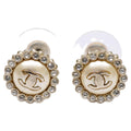 Chanel CC Logo Rhinestone Imitation Pearl Earring