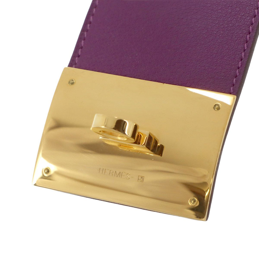 Hermes Tall Bangle Bracelet Swift Anemone Gold Kelly — view 7