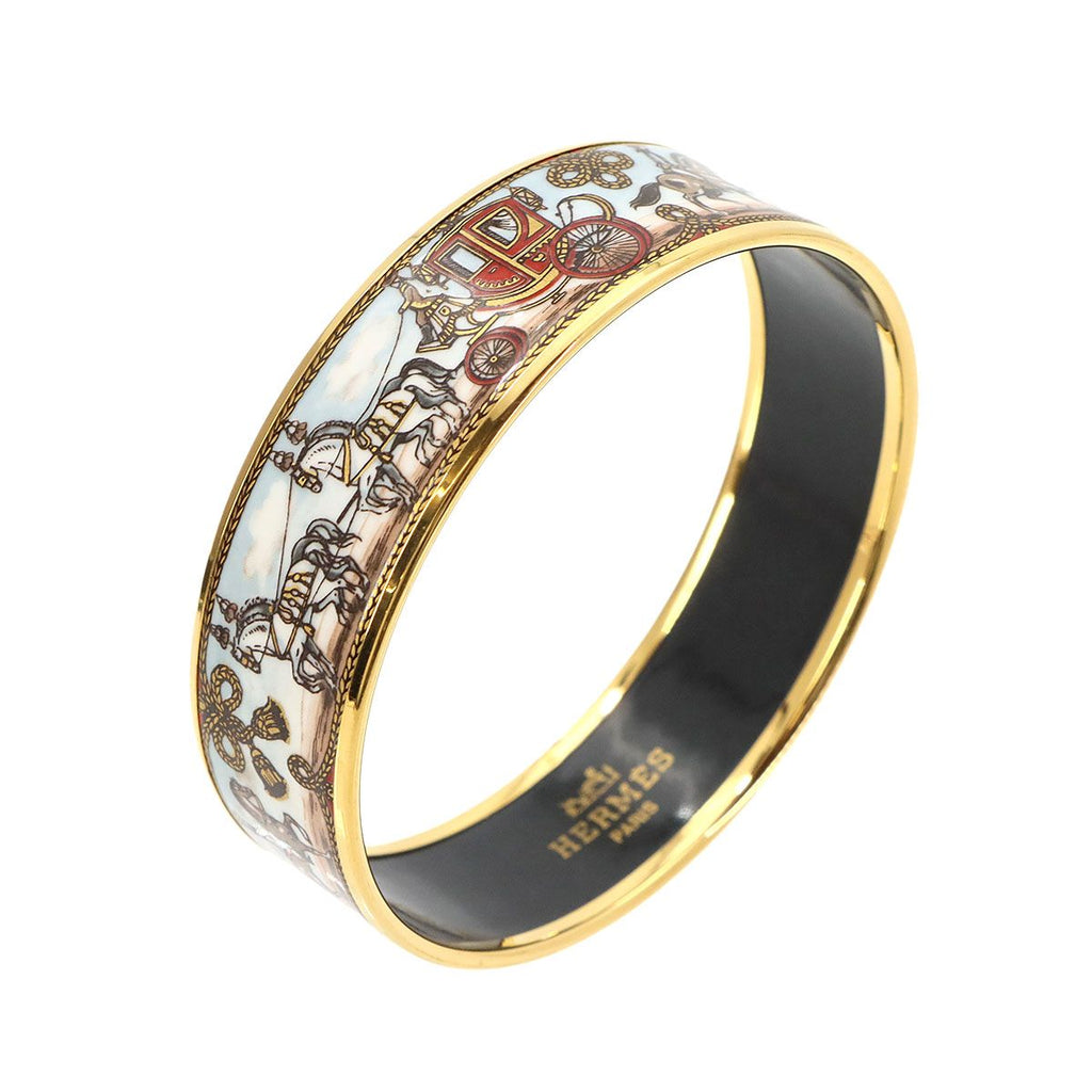 Hermes Enamel GM Bangle Bracelet Multi Color Gold Email GM — view 3