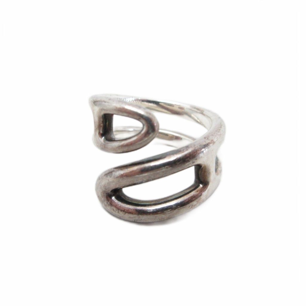 Hermes Chaine D'ancre Punk Twist Ring 925 Sterling Silver