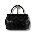 Bottega Veneta Top Handle Bag Handbag Turnlock Black Intrecciato Leather — view 2