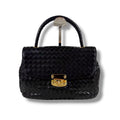 Bottega Veneta Top Handle Bag Handbag Turnlock Black Intrecciato Leather