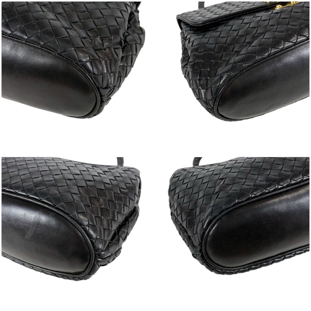 Bottega Veneta Top Handle Bag Handbag Turnlock Black Intrecciato Leather — view 5