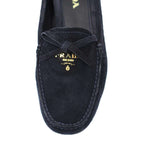 Prada Suede Leather Driving Shoes Navy — view 7