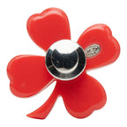 Chanel CC Logo Clover Motif Pin Brooch Pin Batch 04 Red Plastic — view 2