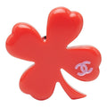 Chanel CC Logo Clover Motif Pin Brooch Pin Batch 04 Red Plastic