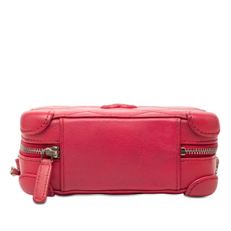Chanel CC Logo Quilted Crossbody Chain Shoulder Bag Pink Lambskin — view 3