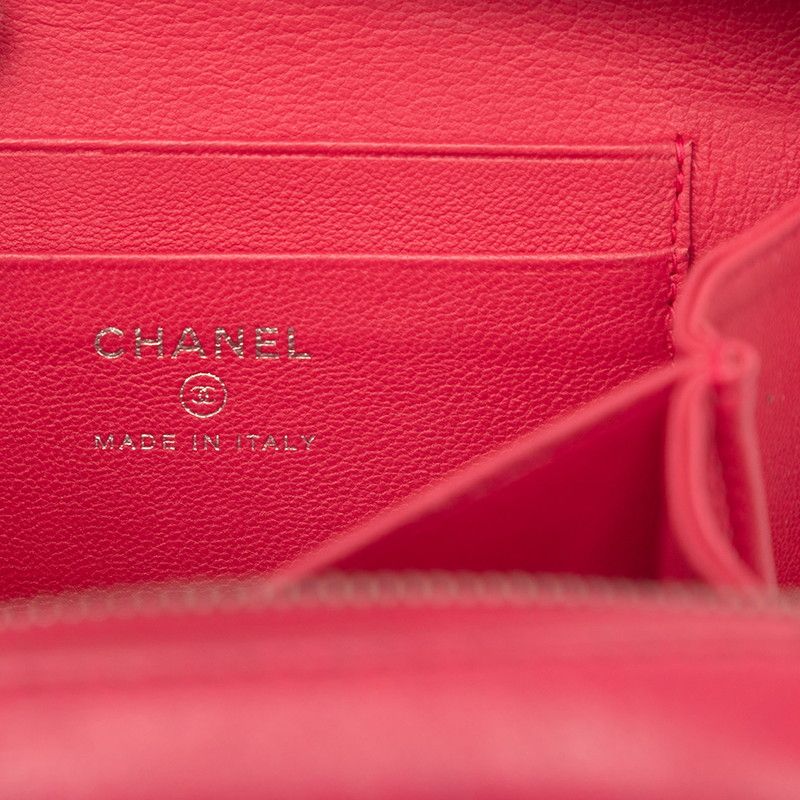 Chanel CC Logo Quilted Crossbody Chain Shoulder Bag Pink Lambskin — view 5