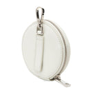 Prada Triangle Logo Coin Case Round Pouch Charm White Patent Leather — view 2