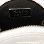 Prada Triangle Logo Coin Case Round Pouch Charm White Patent Leather — view 5