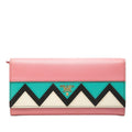 Prada Wallet Pink Multi Color Saffiano Leather
