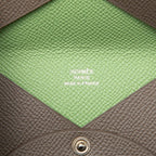 Hermes Calvi Verso Card Case Etain Gray Vert Cricket Veau Epsom — view 5