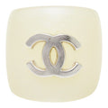Chanel CC Logo Ring Ivory Silver Plastic